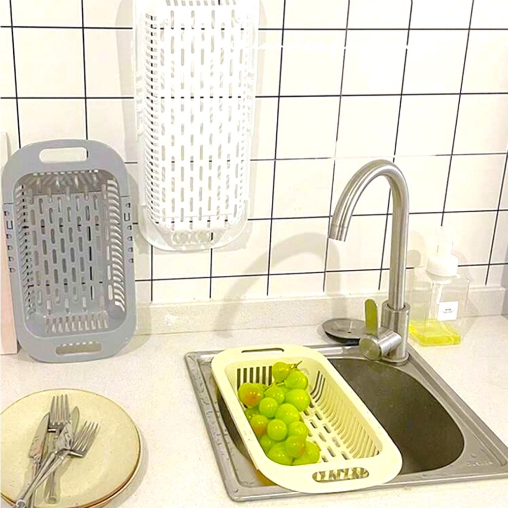 1pc Retractable Drainer Basket Foldable